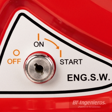 Funcionamiento mediante llave para apagado, encendido manual (ON) o encendido automático (START).