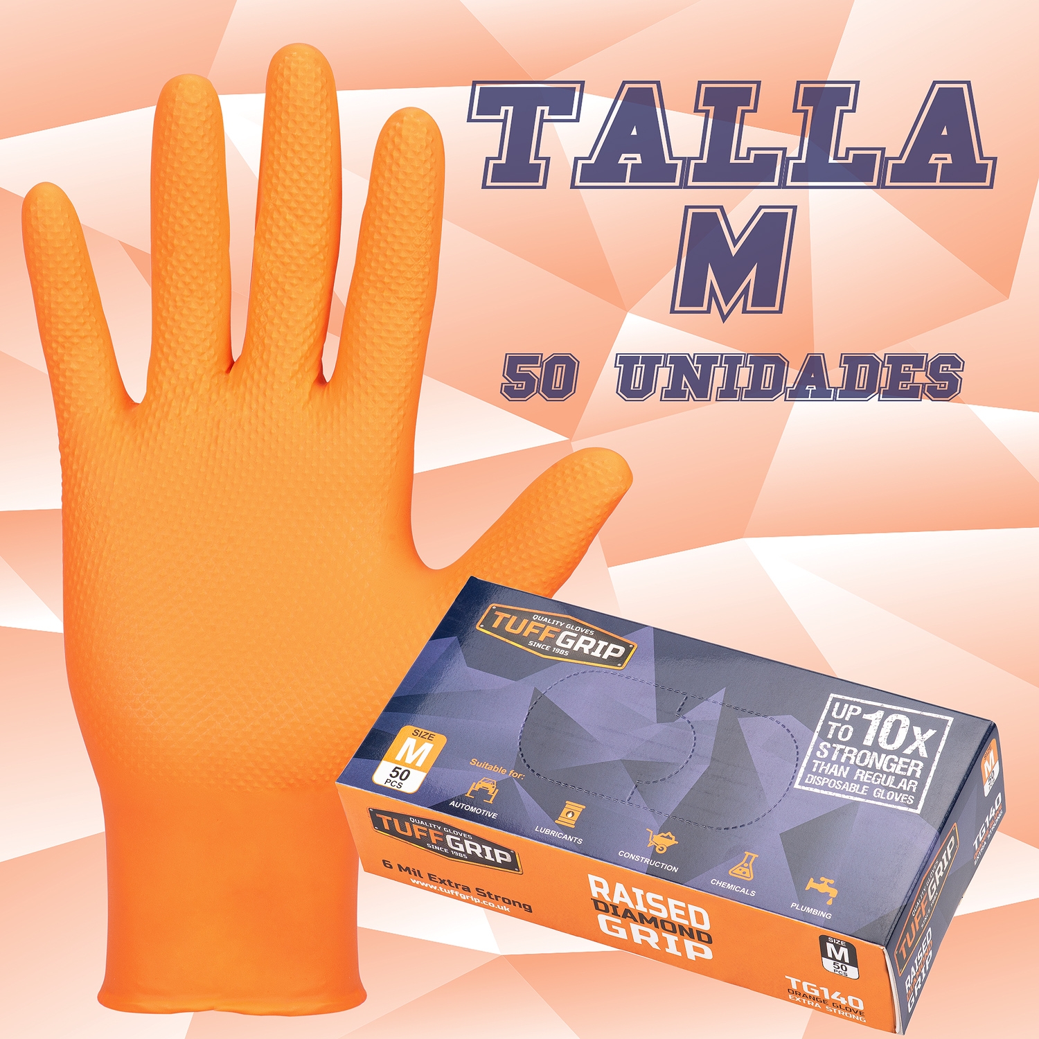 trampa Condición previa Recuerdo Caja de guantes de nitrilo TuffGrip - Talla M