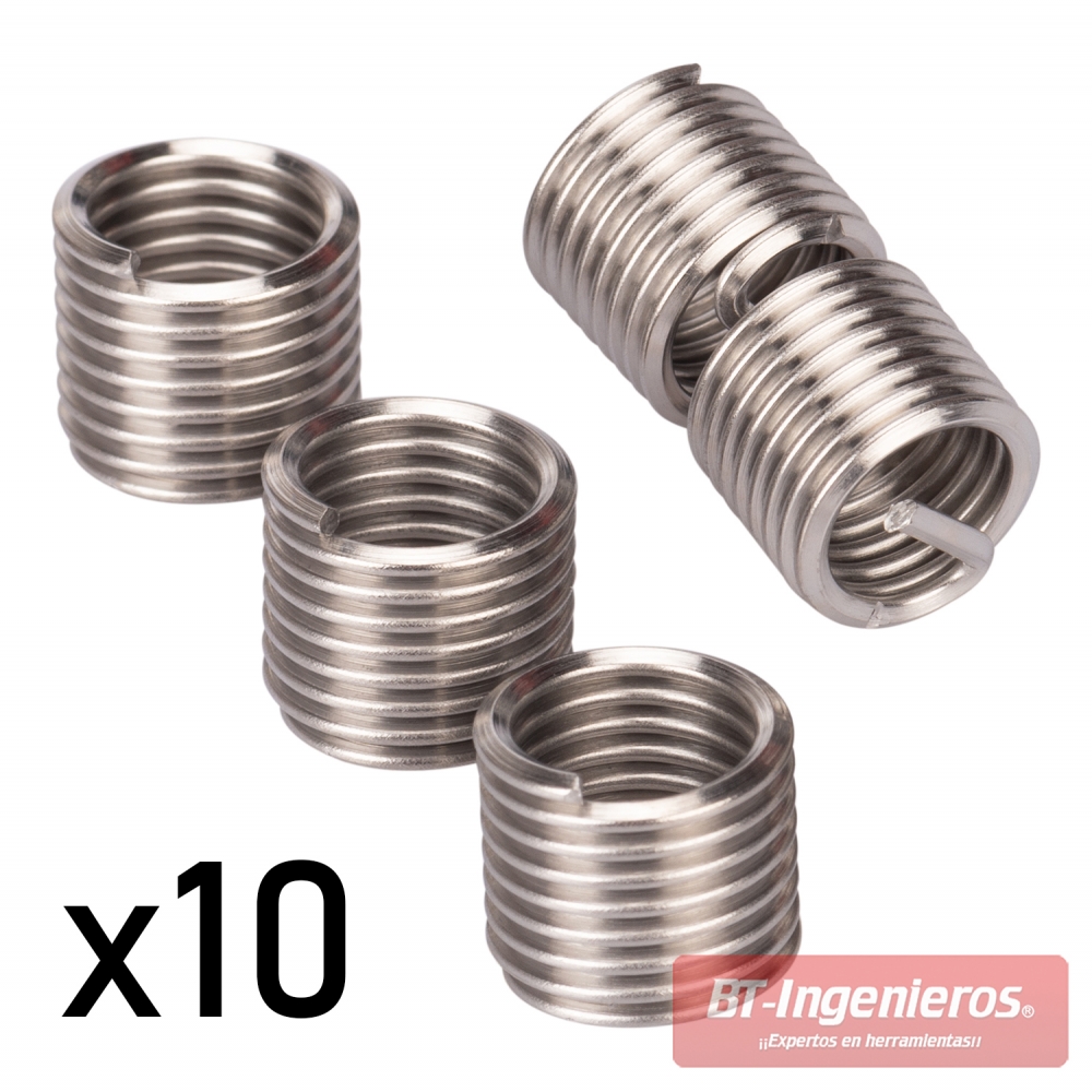 Incluye 10 insertos helicoidales de M14 x 1.5 x 16.3 mm.