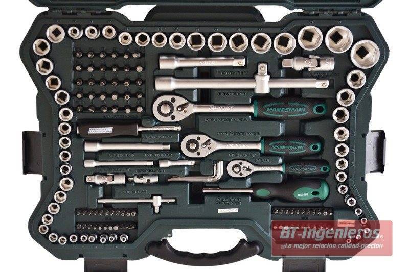 Mannesmann M98430 - Maletín con llaves de vaso y otras herramientas (215  piezas, tamaño: 12x36x51 cm), Color Verde Mannesmann : : Bricolaje  y herramientas